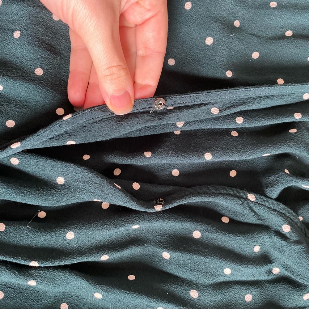 Madewell green polka dot surplice top size XS - Picture 4 of 7